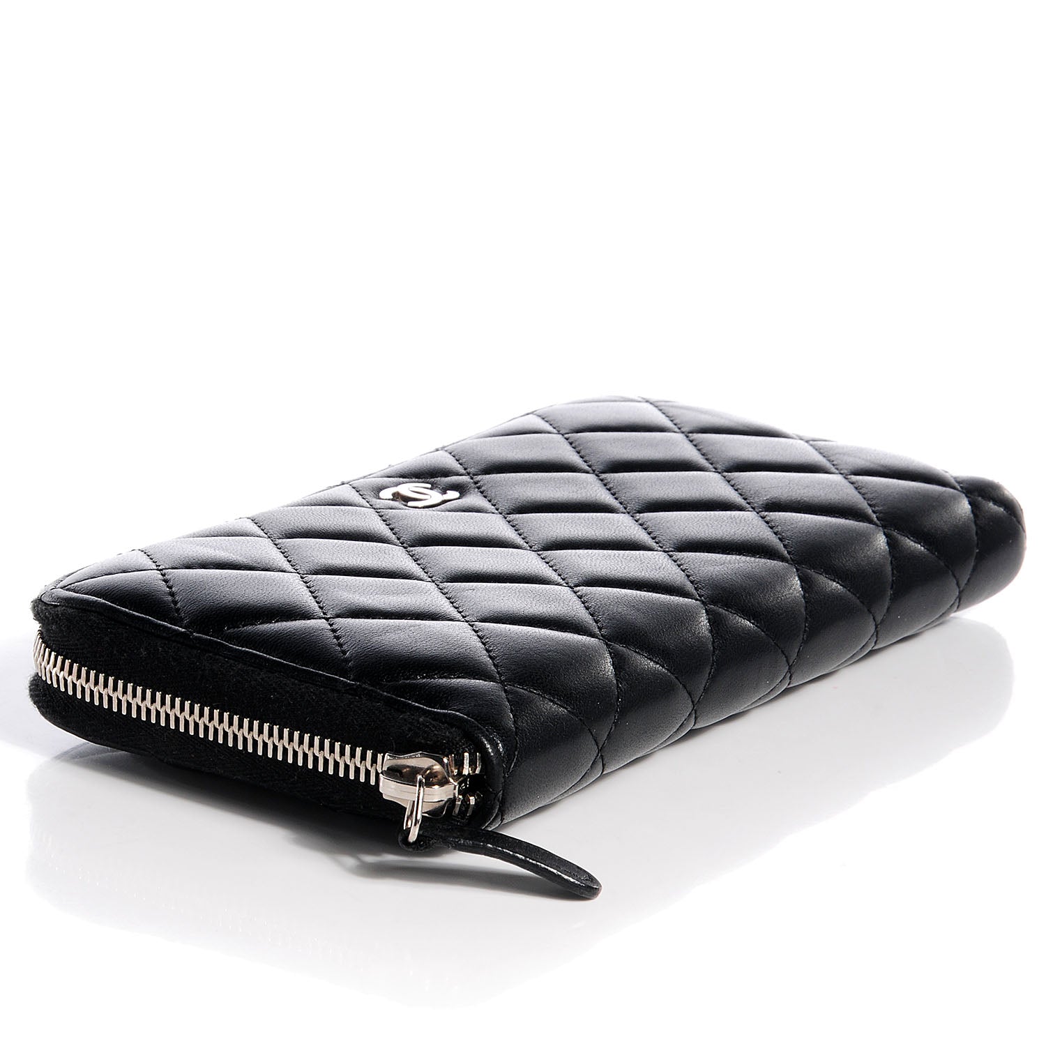 Chanel Lambskin Quilted Large Zip Around Wallet Black 4 of 8