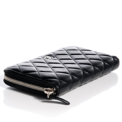 Chanel Lambskin Quilted Large Zip Around Wallet Black 4 of 8