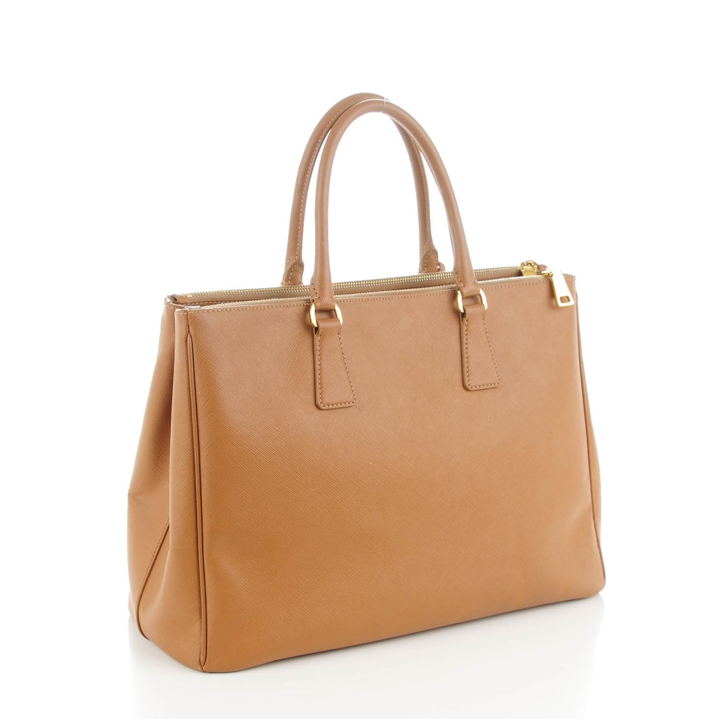 Saffiano Large Galleria Double Zip Tote Caramel