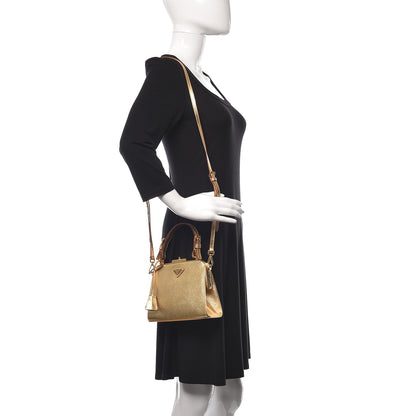 Prada Metallic Saffiano Top Handle Frame Bag Platino 2 of 18