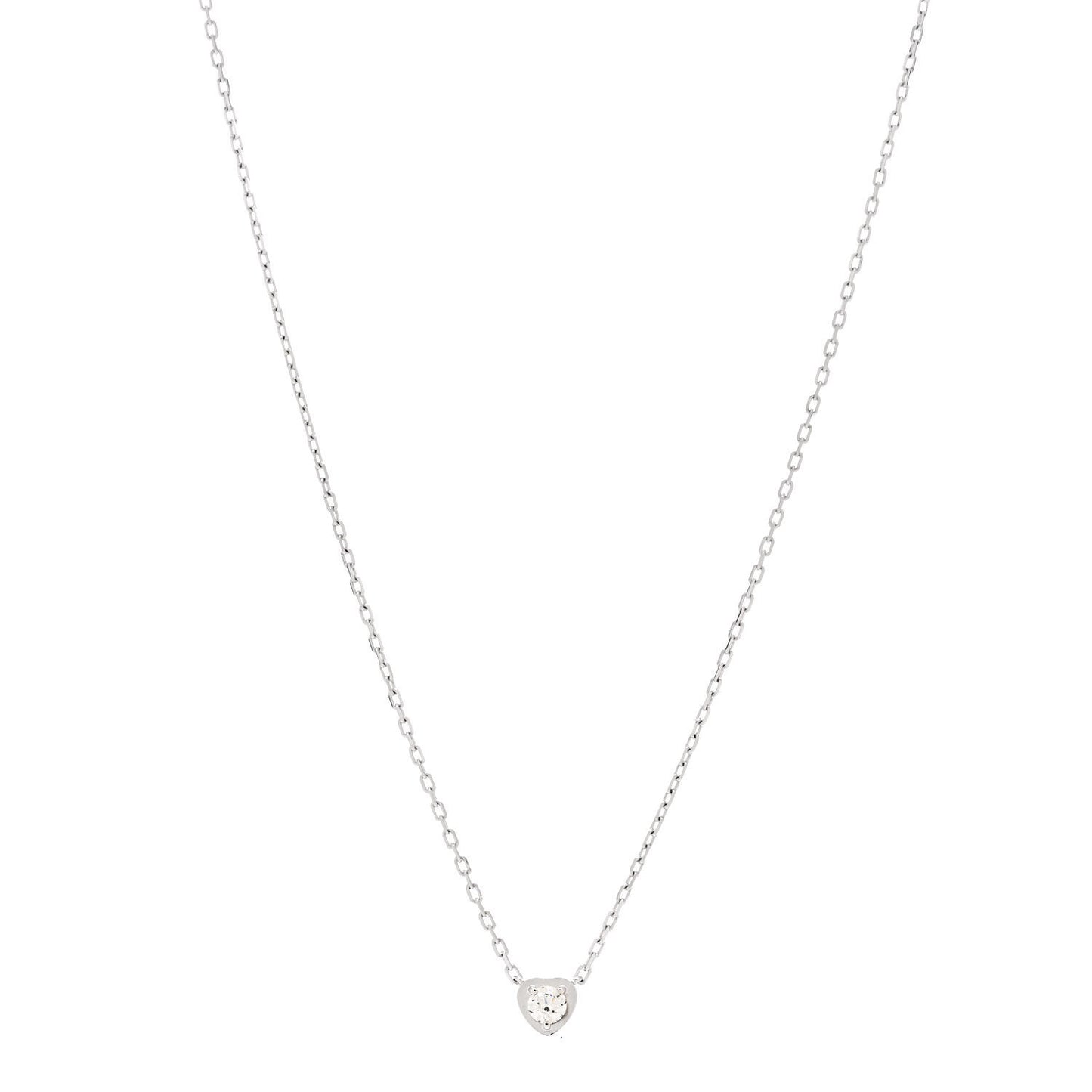 18K White Gold Diamond D'Amour Heart Pendant Necklace