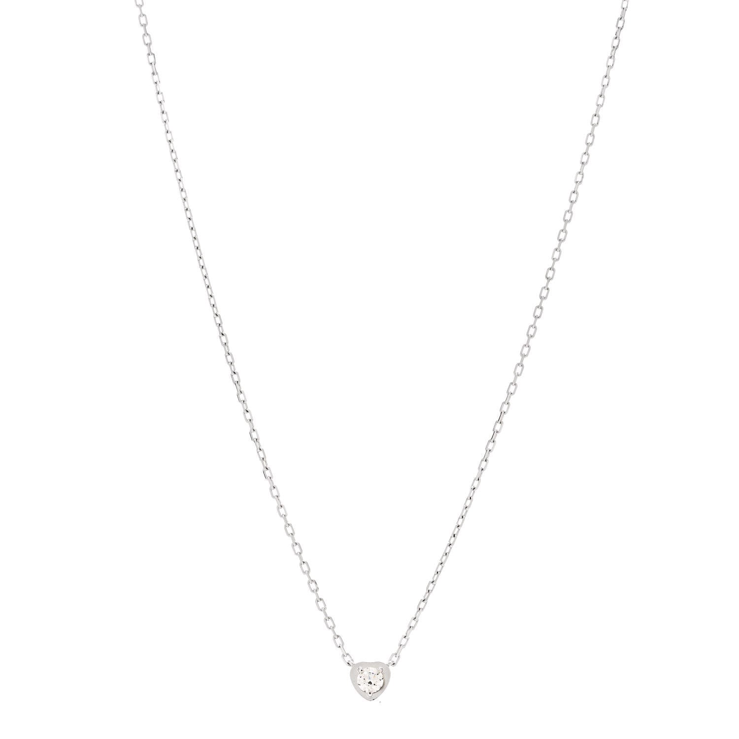 Cartier 18K White Gold Diamond D'Amour Heart Pendant Necklace 1 of 5