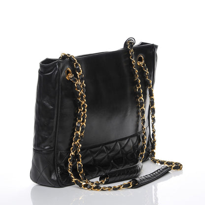 Chanel Lambskin Shopping Tote Navy 3 of 10