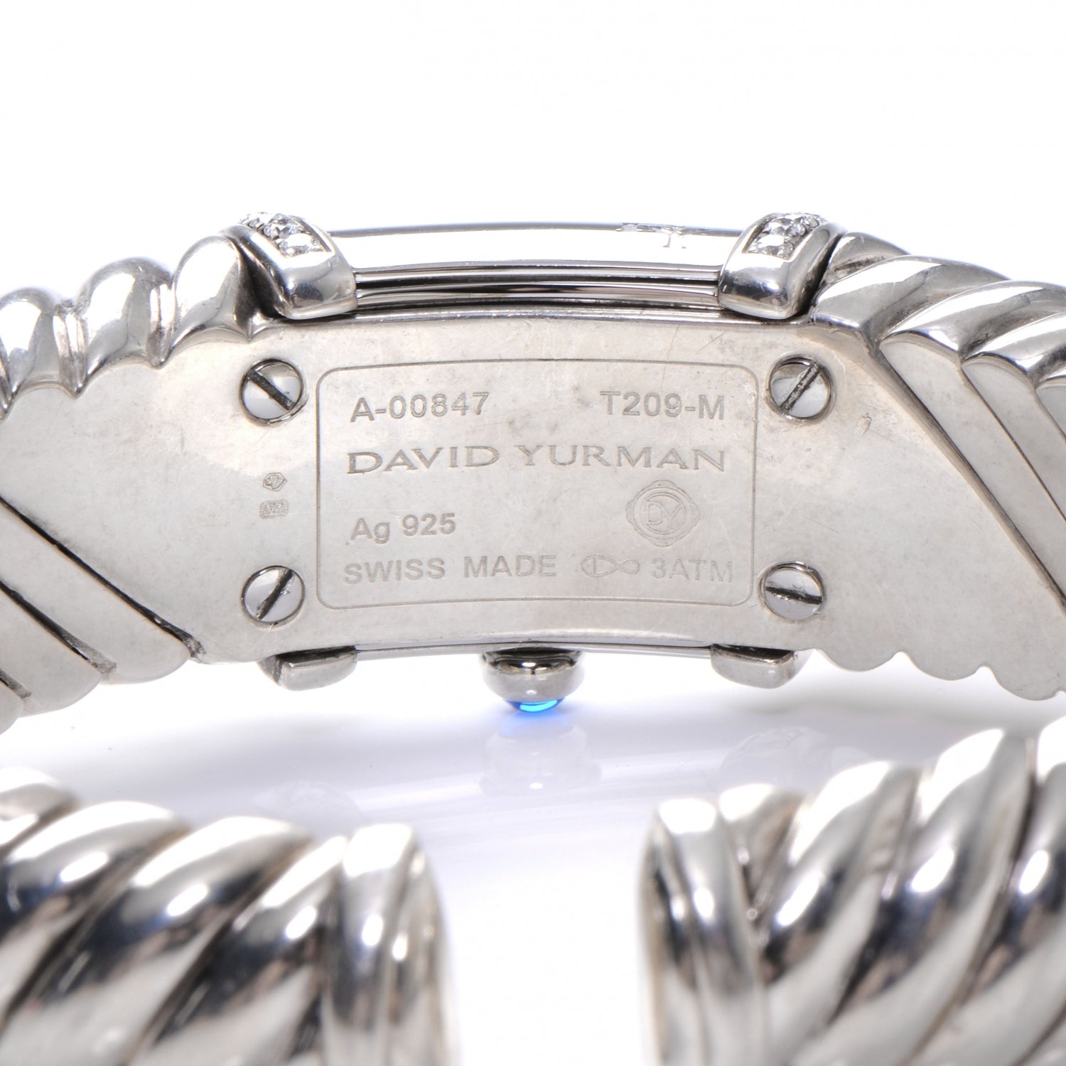 David Yurman Sterling Silver Diamond Bezel Mother of Pearl 19mm Waverly Quartz Watch 6 of 8