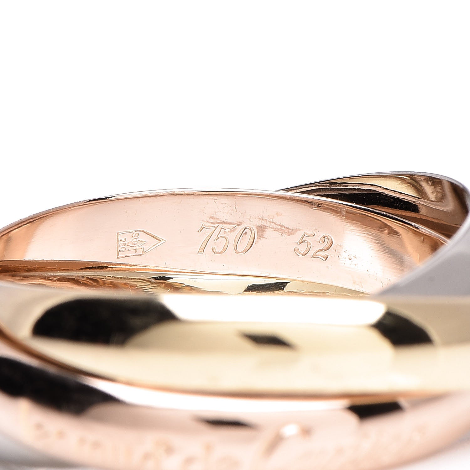 Cartier 18K Pink Yellow White Gold Classic Les Must De Trinity Ring 57 8 4 of 5