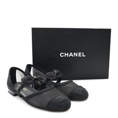 Chanel Mesh Grosgrain Mary Janes Flats 37 Black 10 of 10