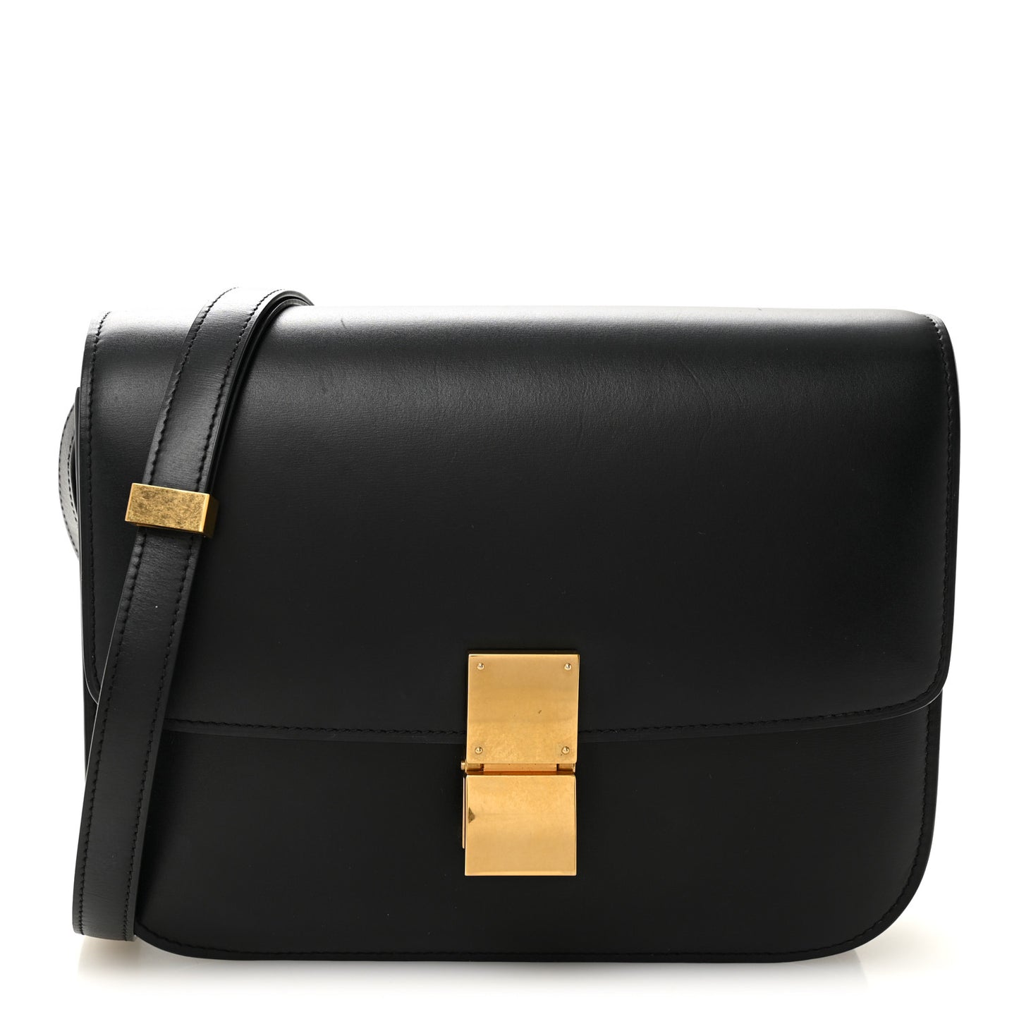 Box Calfskin Medium Classic Box Flap Bag Black