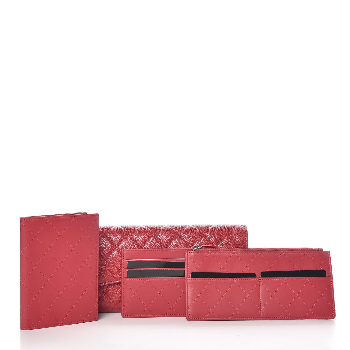 Caviar Quilted Travel Wallet Red