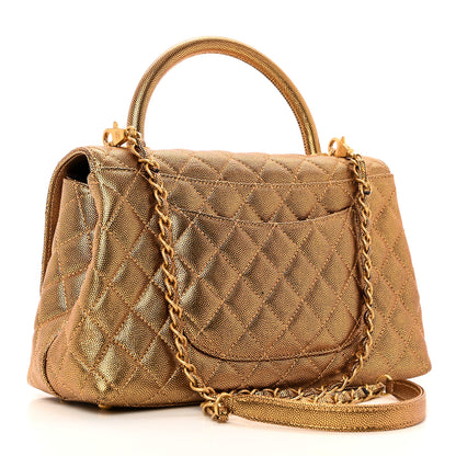 Chanel Metallic Caviar Quilted Small Coco Handle Flap Gold 2 of 12