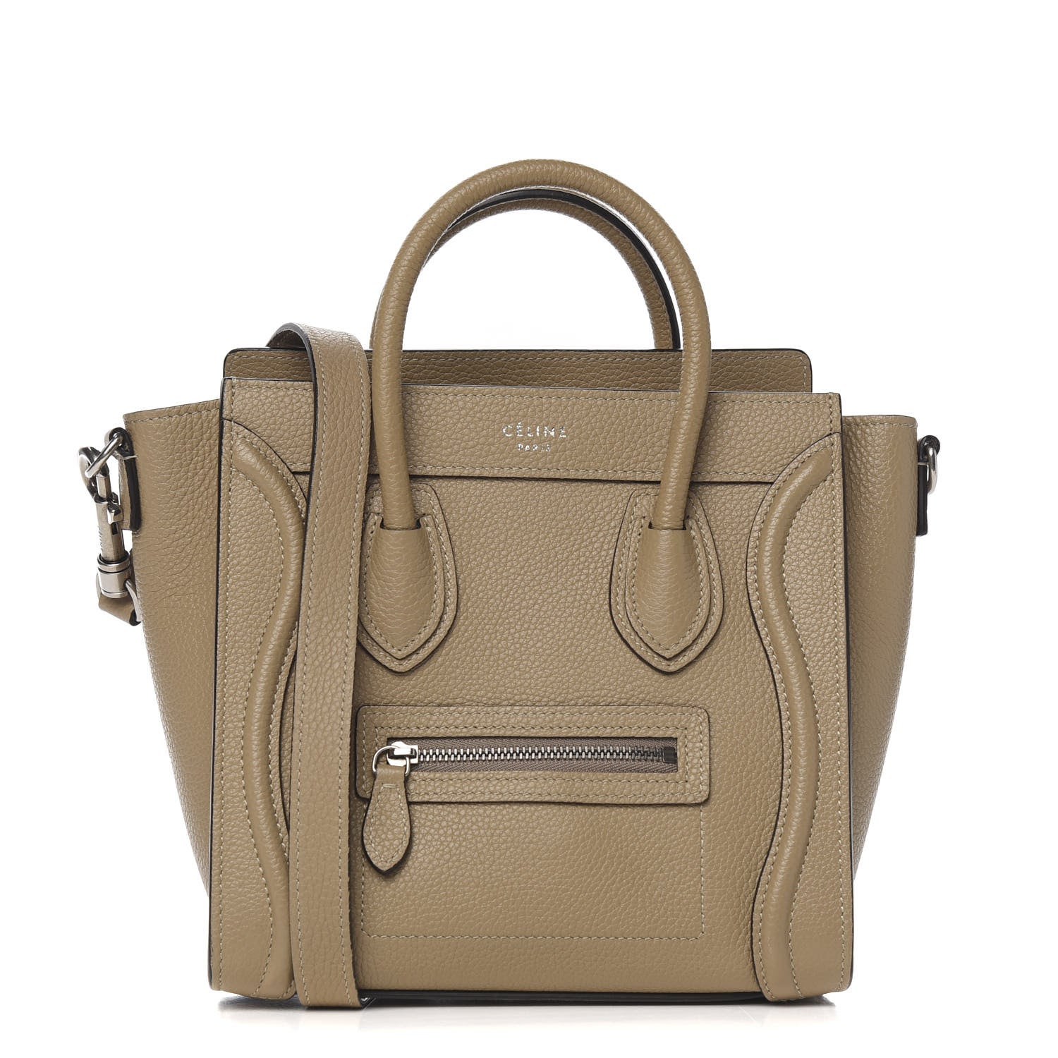 Celine Drummed Calfskin Nano Luggage Dune 1 of 9