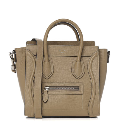 Celine Drummed Calfskin Nano Luggage Dune 1 of 9