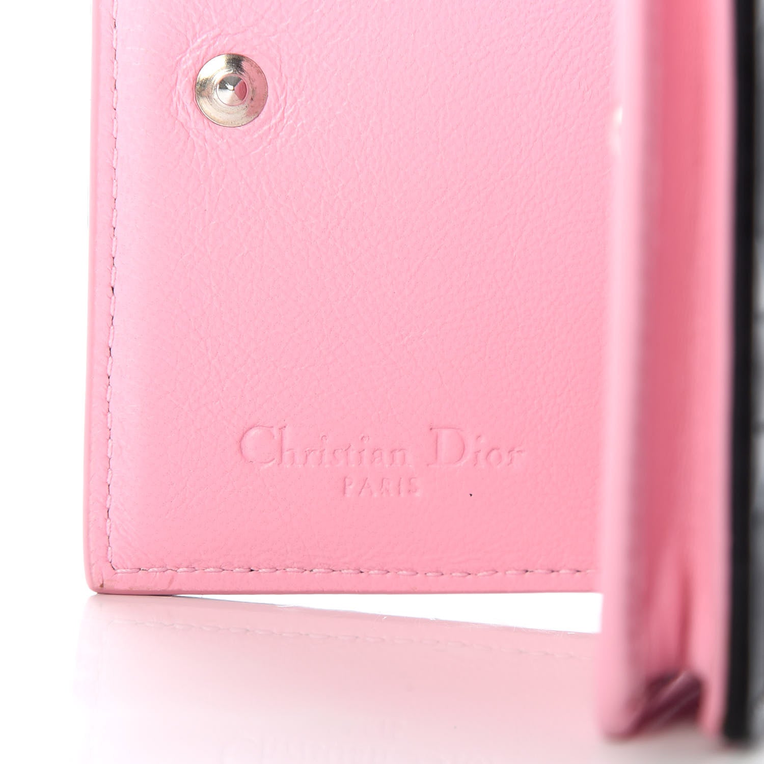 Christian Dior Lambskin Cannage Bi-Color Small Lady Dior Flap Card Holder Black Pink 6 of 7