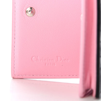 Christian Dior Lambskin Cannage Bi-Color Small Lady Dior Flap Card Holder Black Pink 6 of 7