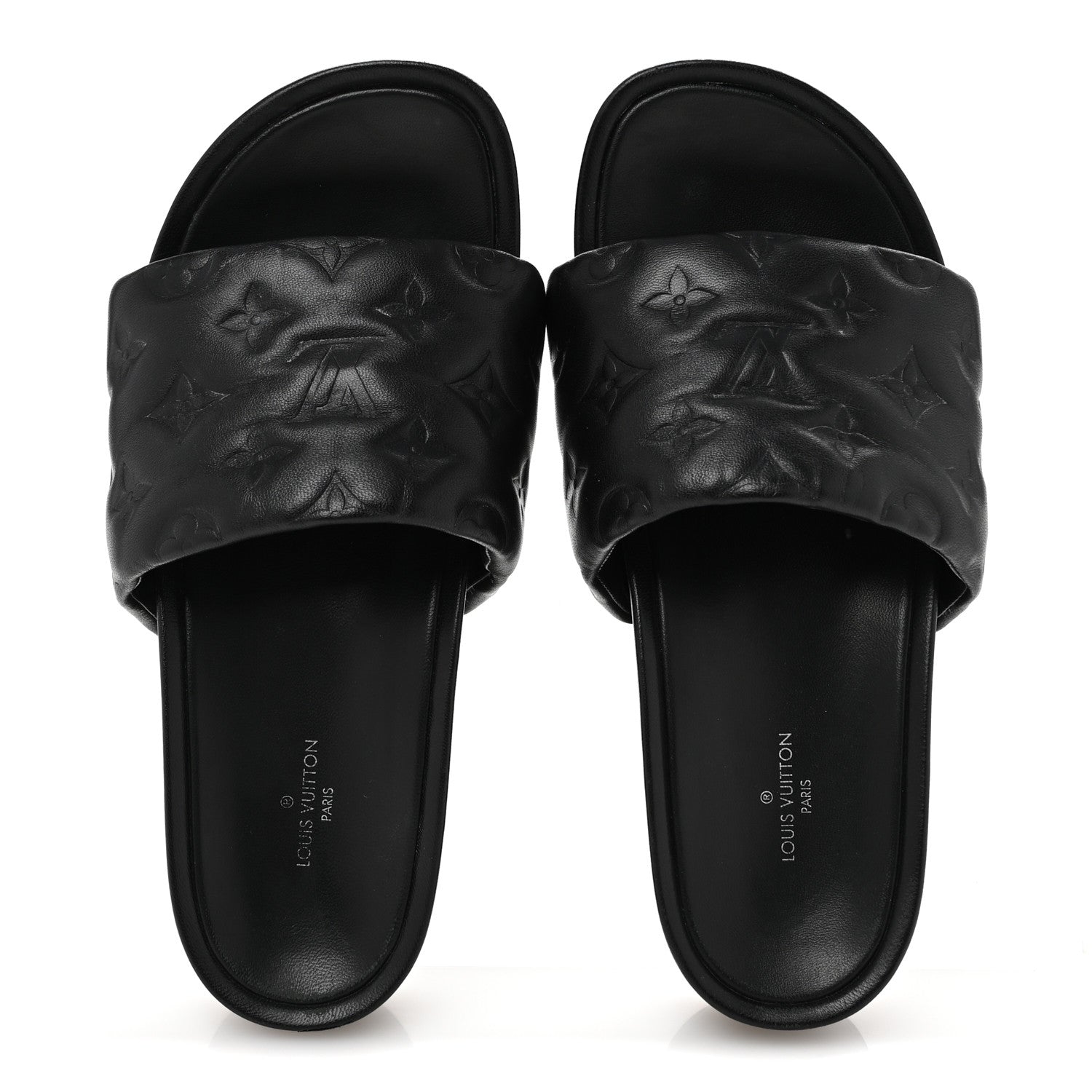 Louis Vuitton Lambskin Embossed Monogram Jumbo Flatform Mule Sandals 37 Black 2 of 10
