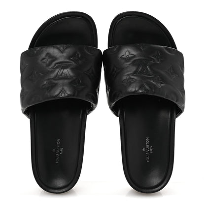 Louis Vuitton Lambskin Embossed Monogram Jumbo Flatform Mule Sandals 37 Black 2 of 10