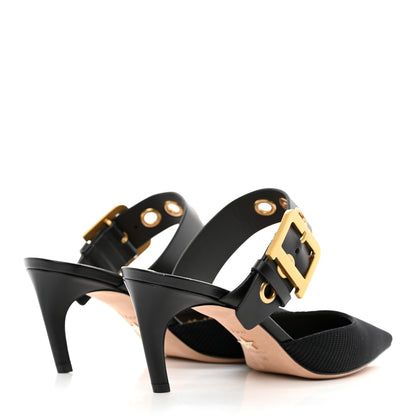 Christian Dior Technical Fabric Calfskin D-Dior 65mm Mules 38 Black 4 of 15
