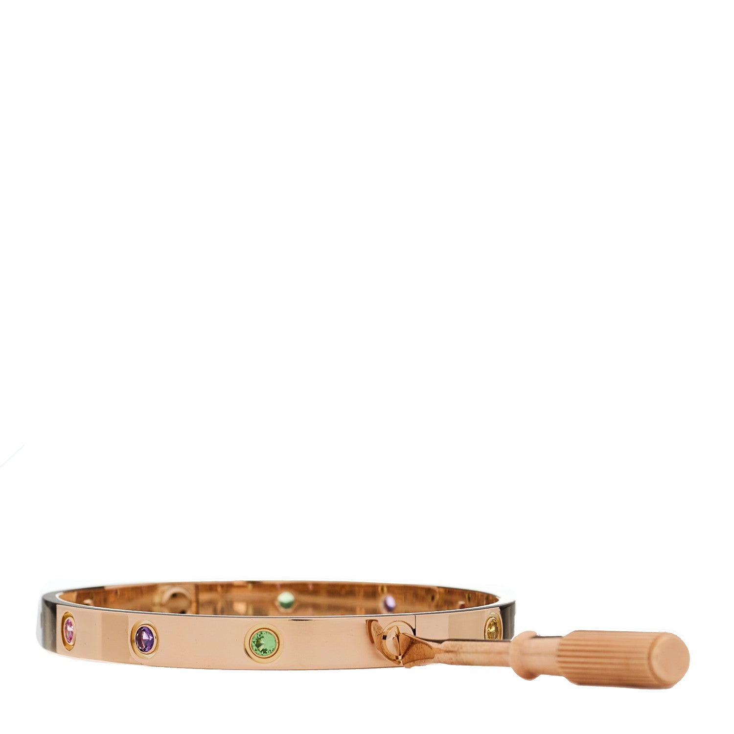 Cartier 18K Pink Gold Sapphire Garnet Amethyst LOVE Bracelet 18 4 of 11