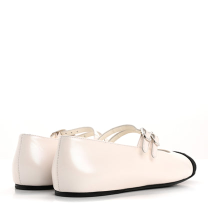 Chanel Lambskin Grosgrain Pearl Mary Jane Flats 36 White Black 5 of 10