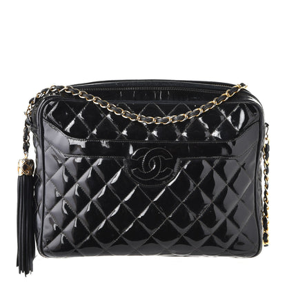 Chanel Patent Quilted Tassel Camera Case Black 1 of 16