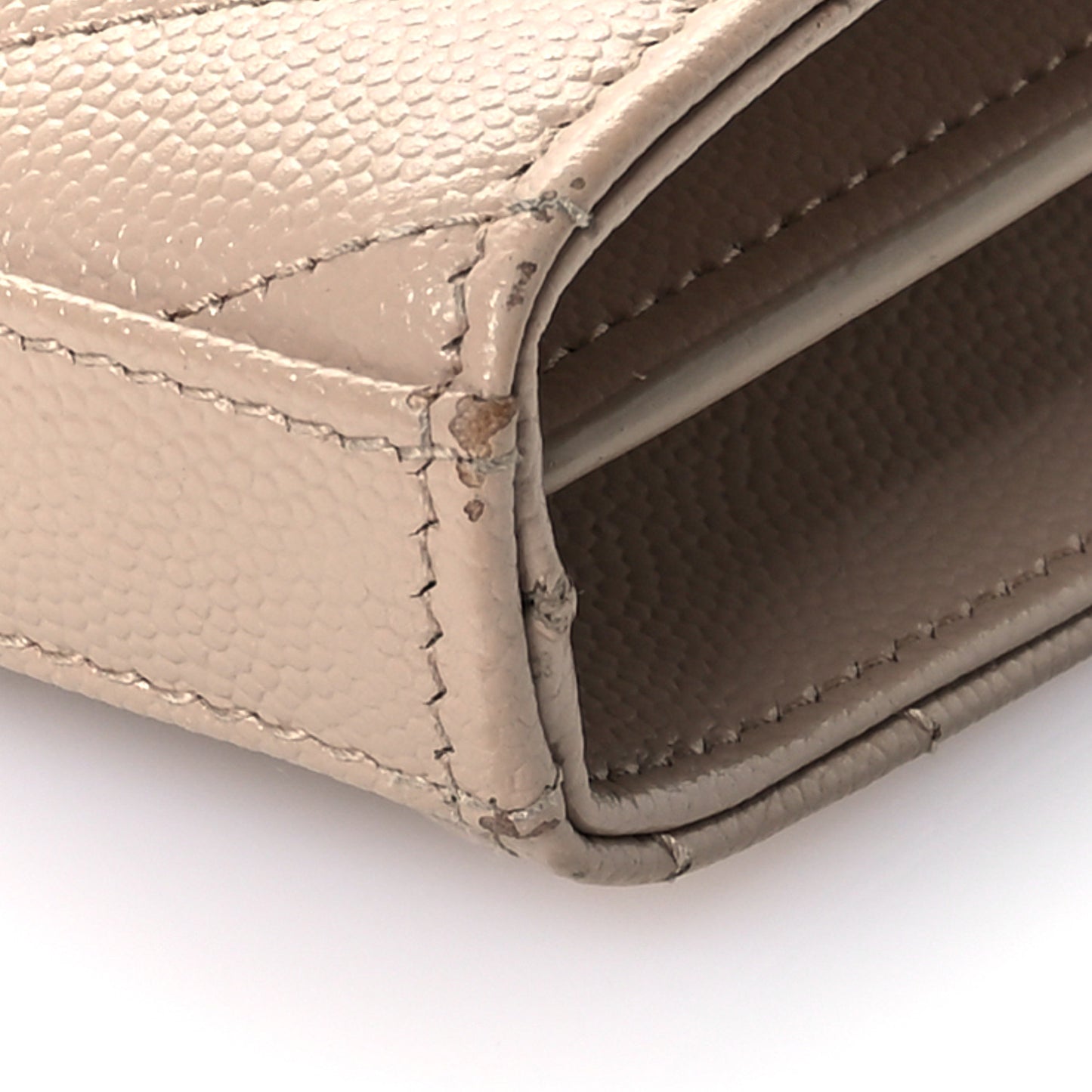 Grain De Poudre Matelasse Chevron Monogram Chain Wallet Dark Beige