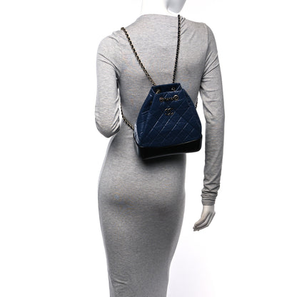Chanel Aged Calfskin Quilted Gabrielle Backpack Navy Black 2 of 10