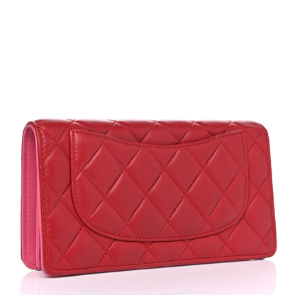 Chanel Lambskin Quilted Yen Wallet Red Pink 2 of 9