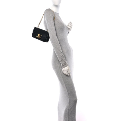 Celine Shiny Calfskin Triomphe Chain Shoulder Bag Black 2 of 10