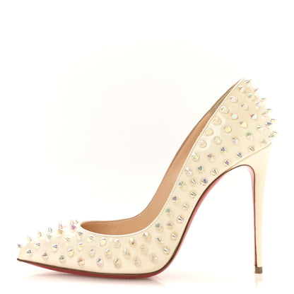 Christian Louboutin Patent Follies Spikes 100 Pumps 37.5 White 1 of 9