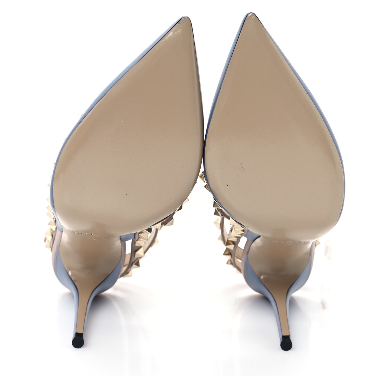 Calfskin Nappa Rockstud Ankle Strap 100mm Pumps  38 Baltique Poudre