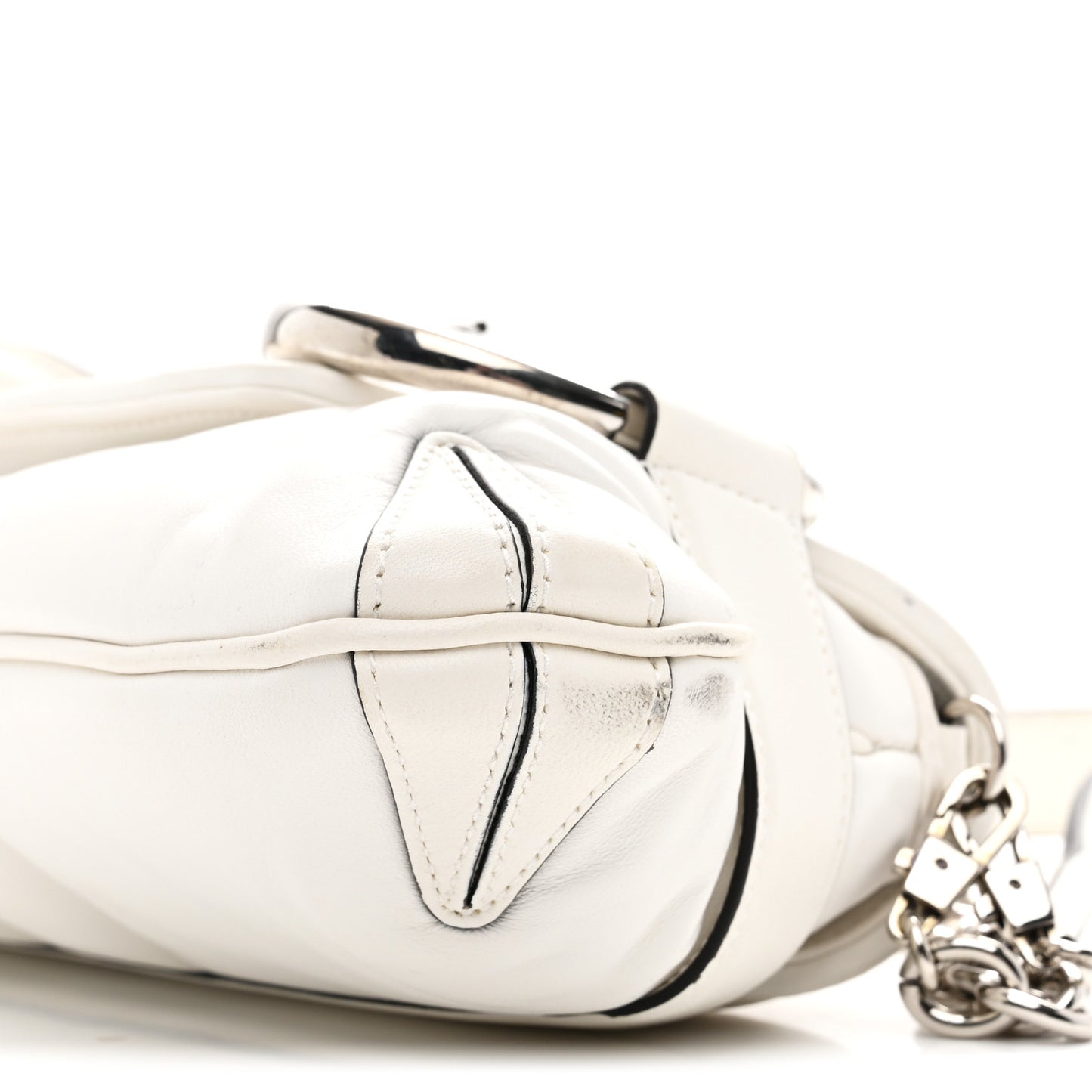 Nappa Vertical Matelasse Medium Maxi Horsebit Chain Shoulder Bag Mystic White