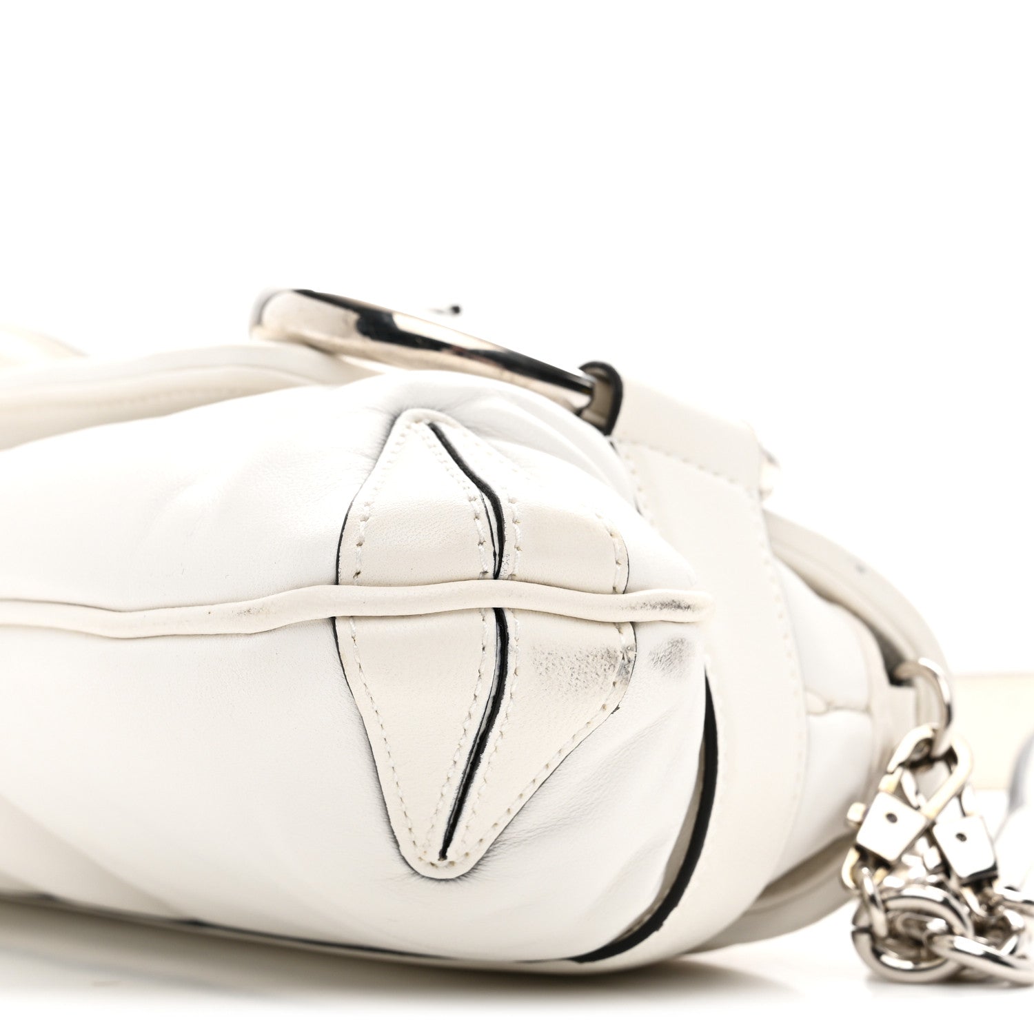 Gucci Nappa Vertical Matelasse Medium Maxi Horsebit Chain Shoulder Bag Mystic White 10 of 11