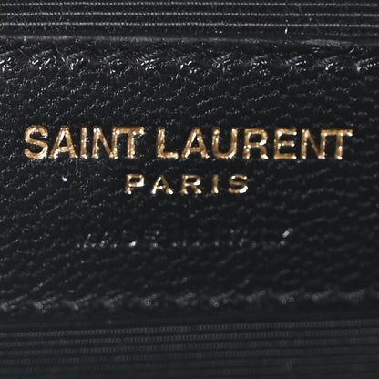 Saint Laurent Grain De Poudre Matelasse Chevron Large Monogram Satchel Black 6 of 10
