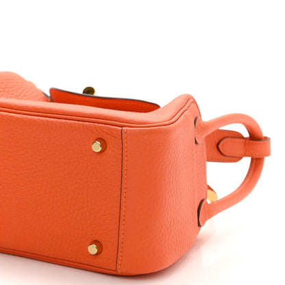 Hermes Taurillon Clemence Mini Lindy 20 Feu 9 of 10