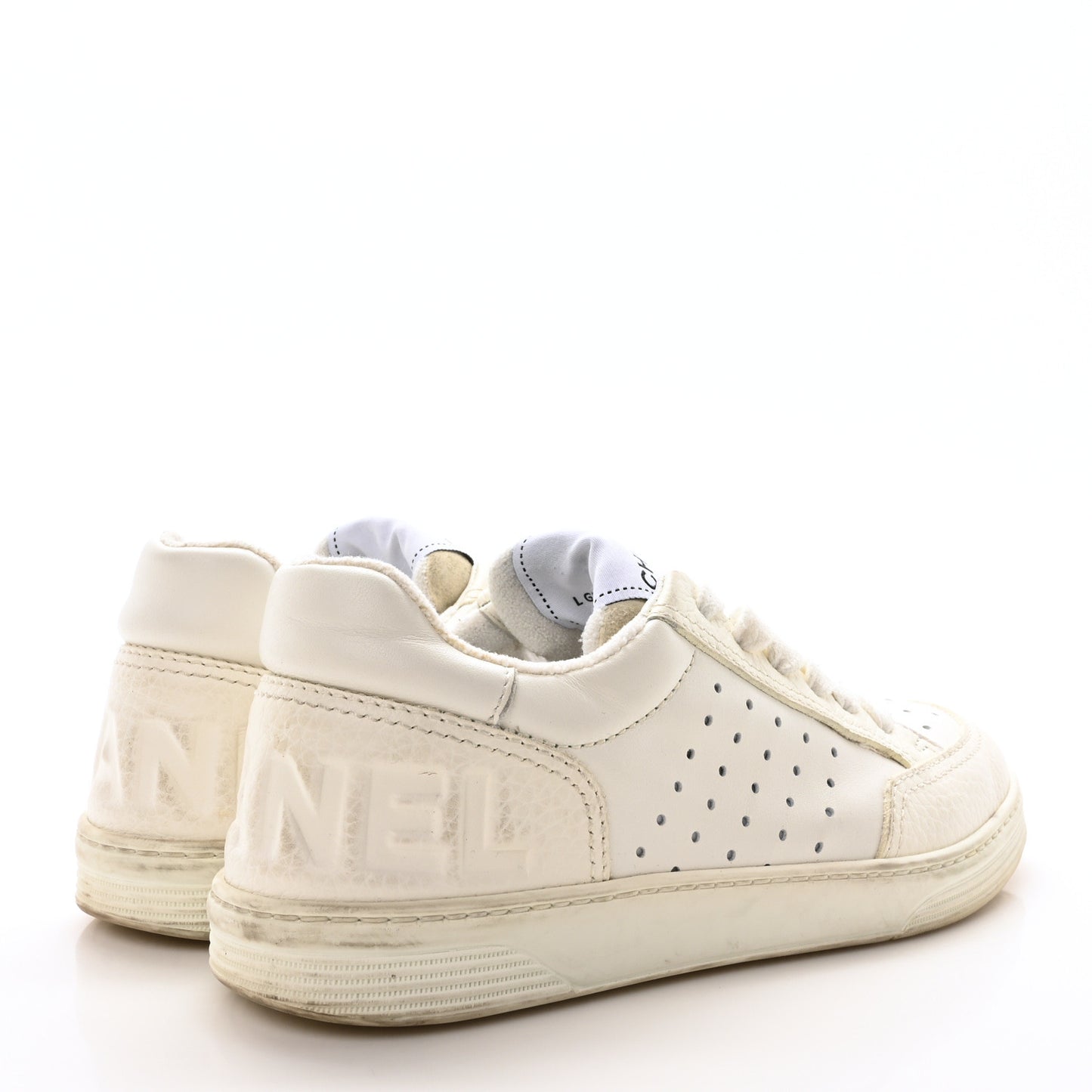 Grained Calfskin Fabric Womens Logo Sneakers 36.5 White