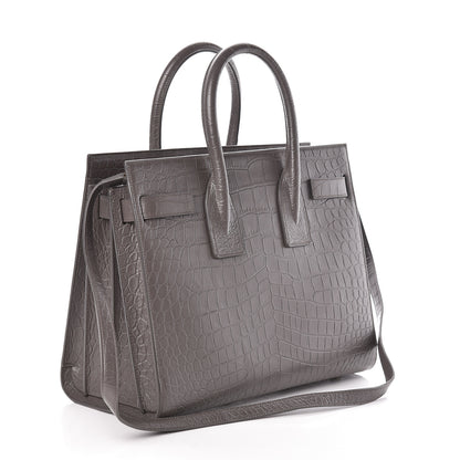Saint Laurent Crocodile Embossed Small Sac De Jour Fog 3 of 9