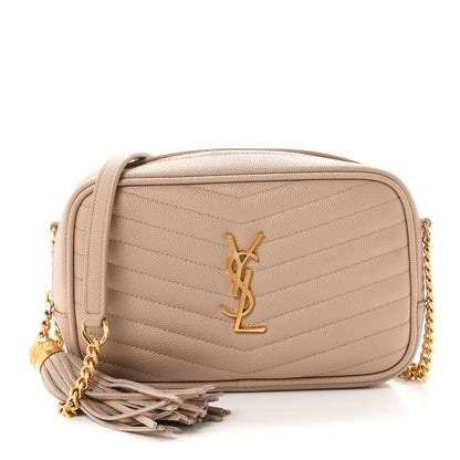 Saint Laurent Grain De Poudre Matelasse Monogram Mini Lou Camera Bag Dark Beige 1 of 11