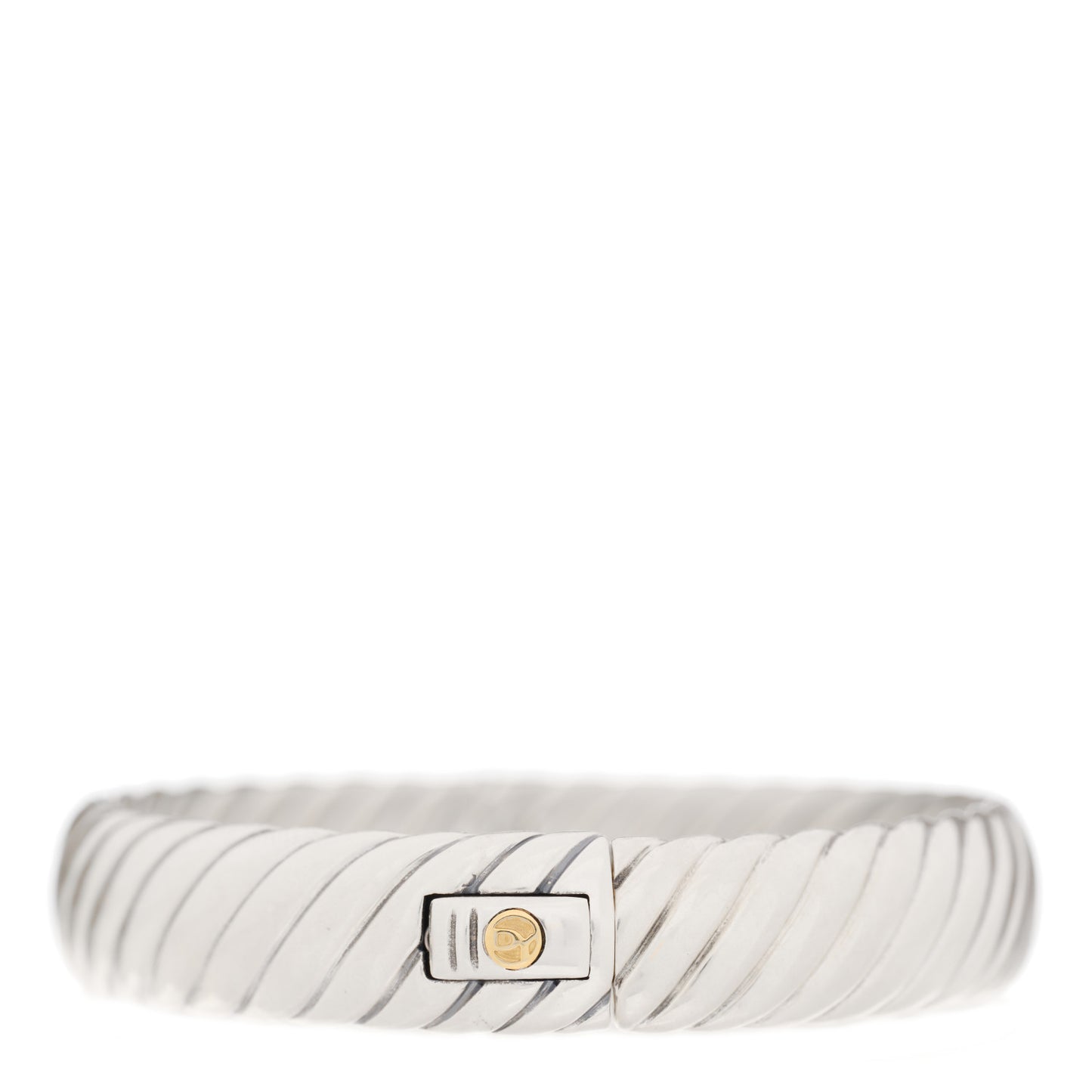 Sterling Silver 18K Yellow Gold Sculpted Cable Hinged Bracelet