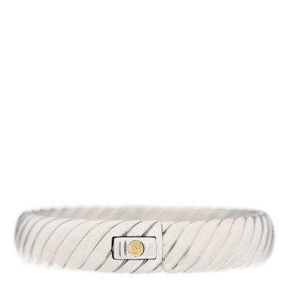 David Yurman Sterling Silver 18K Yellow Gold Sculpted Cable Hinged Bracelet 3 of 4
