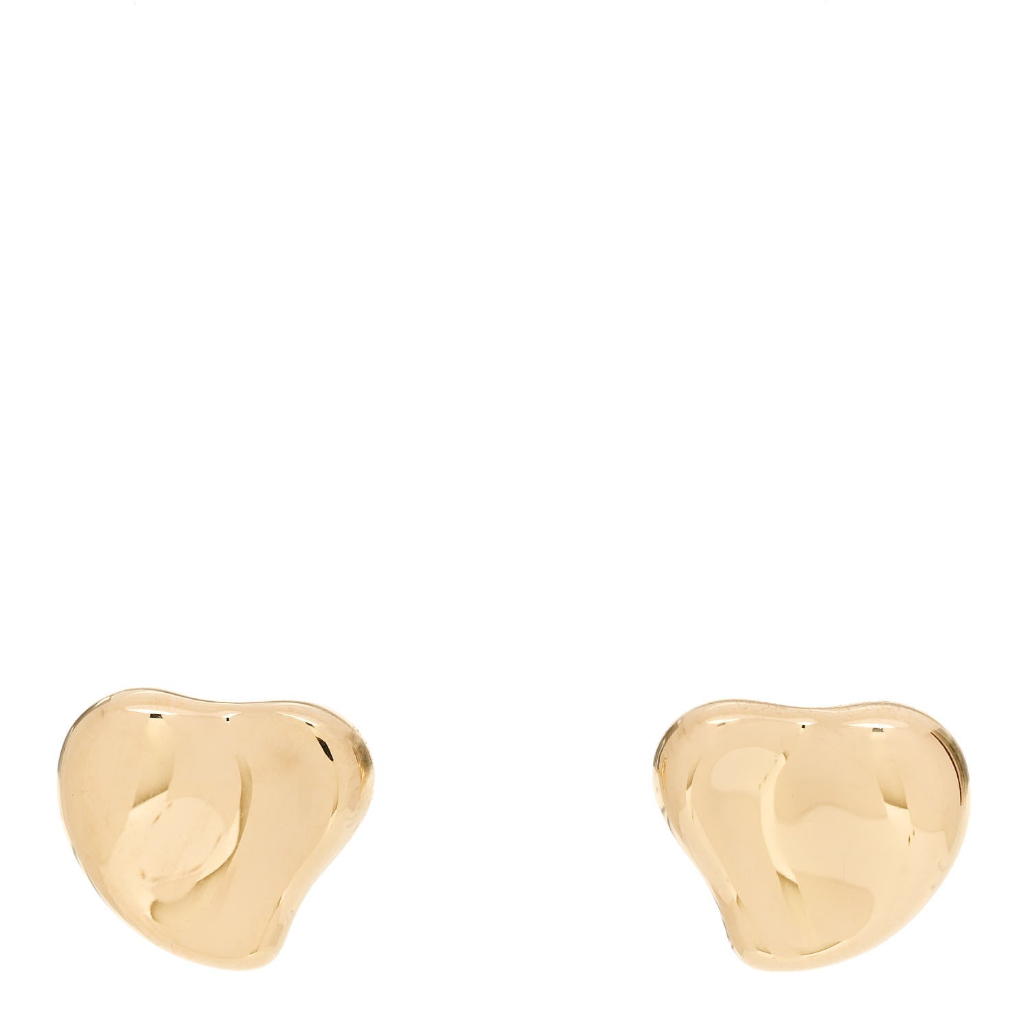 Tiffany 18K Yellow Gold 10mm Elsa Peretti Full Heart Earrings 1 of 4