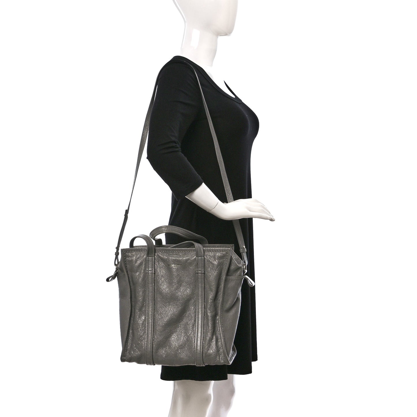 Agneau Small Bazar Shopper Tote Gris Pyrite