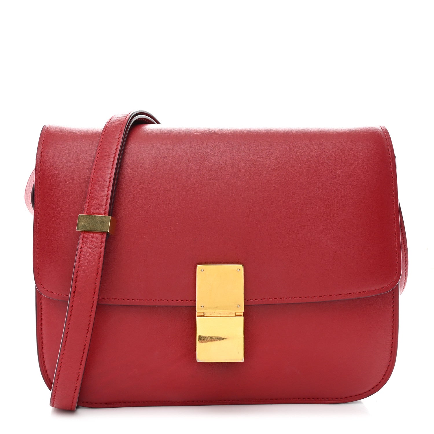 Celine Box Calfskin Medium Classic Box Flap Bag Red 1 of 13