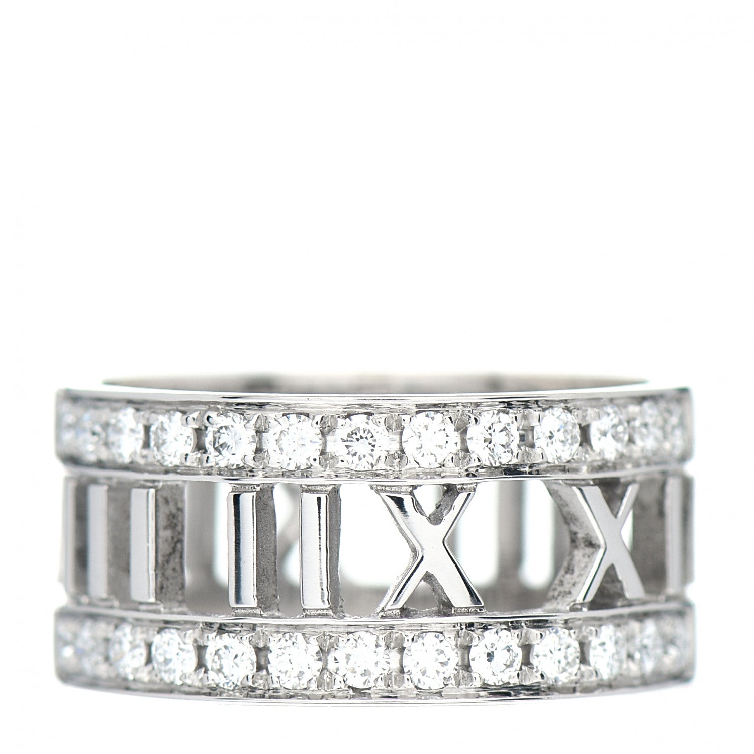 Tiffany 18K White Gold Diamond Wide Atlas Open Ring 50 5.5 1 of 4