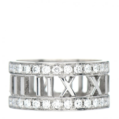 Tiffany 18K White Gold Diamond Wide Atlas Open Ring 50 5.5 1 of 4