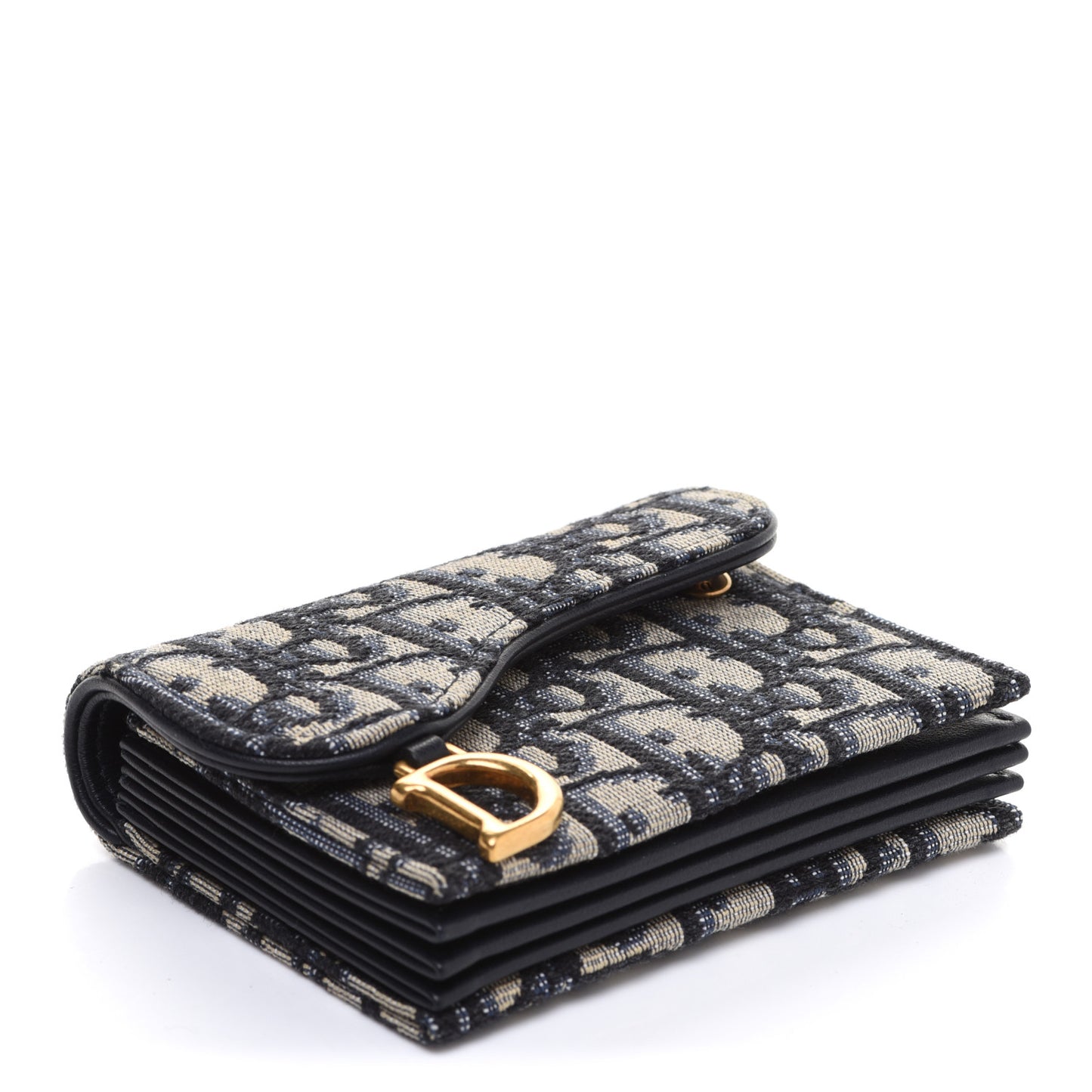 Oblique Saddle 5-Gusset Card Holder Blue