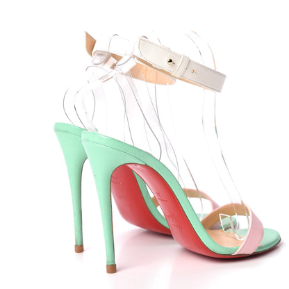Christian Louboutin Shiny Nappa PVC Jonatina 100 Sandals 38 Opal 4 of 20