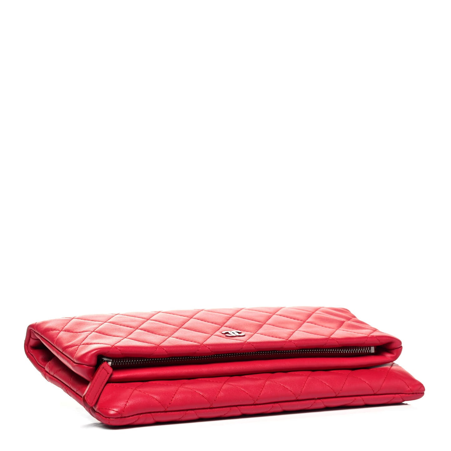 Lambskin Quilted CC Beauty Clutch Red