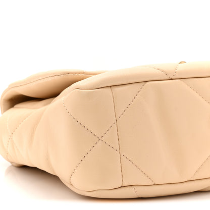 Chanel Shiny Goatskin Quilted Medium Chanel 19 Flap Beige 9 of 10