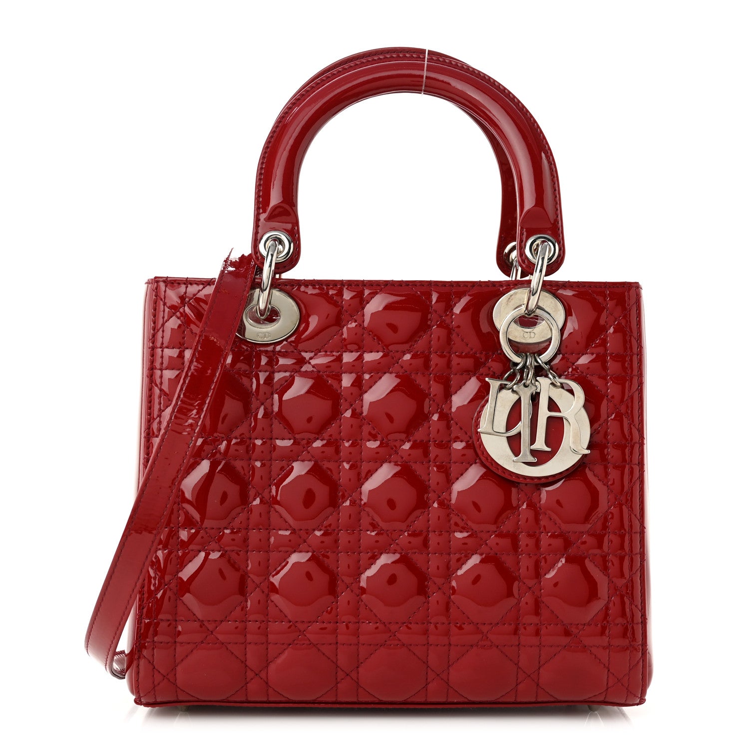 Christian Dior Patent Cannage Medium Lady Dior Red 1 of 9