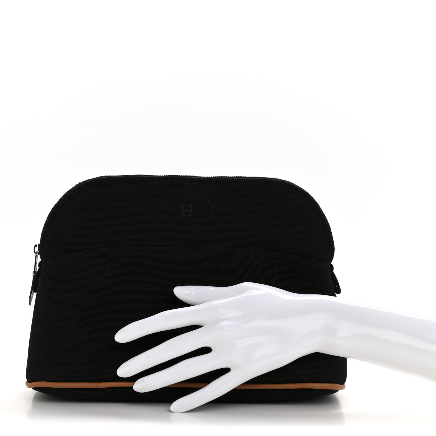 Hermes Cotton Canvas Bolide Travel Cosmetic Pouch MM Black 2 of 6