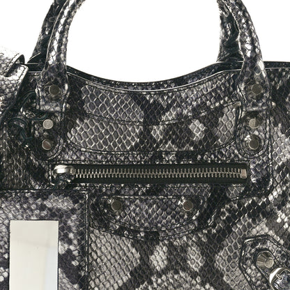 Balenciaga Metallic Calfskin Snakeskin Embossed Classic Silver Hardware Mini City Silver 9 of 11